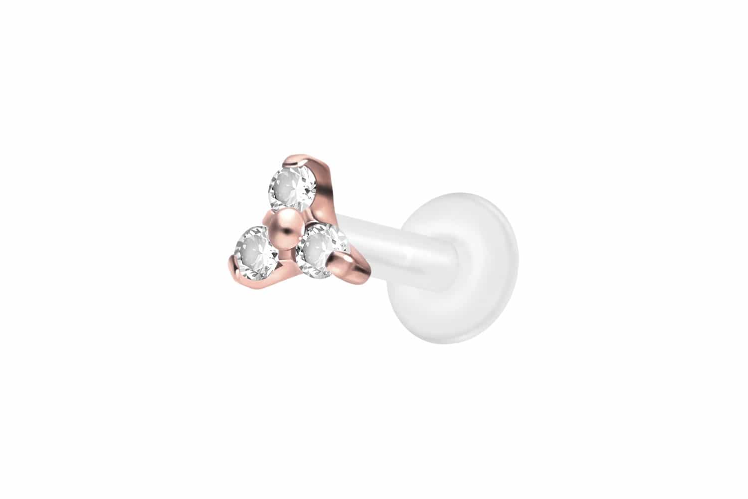 PTFE Labret Piercing mit Innengewinde + Titan-Aufsatz KRISTALLBLUME